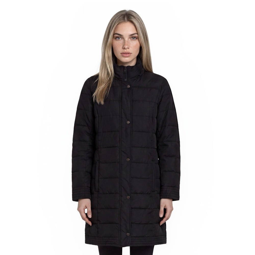 J. Jill Down Puffer Coat Women's Size Small Black Quilted Thigh Length Jacket